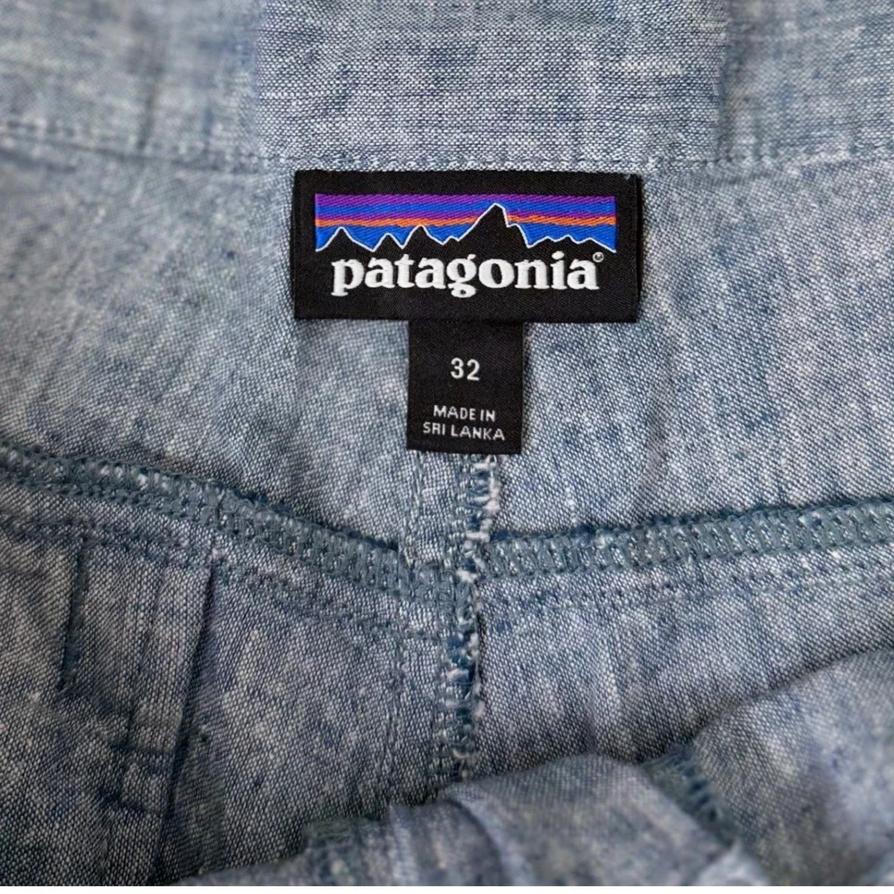 Patagonia Men's Back Step Shorts Size 32 Chambray Blue Hemp Blend